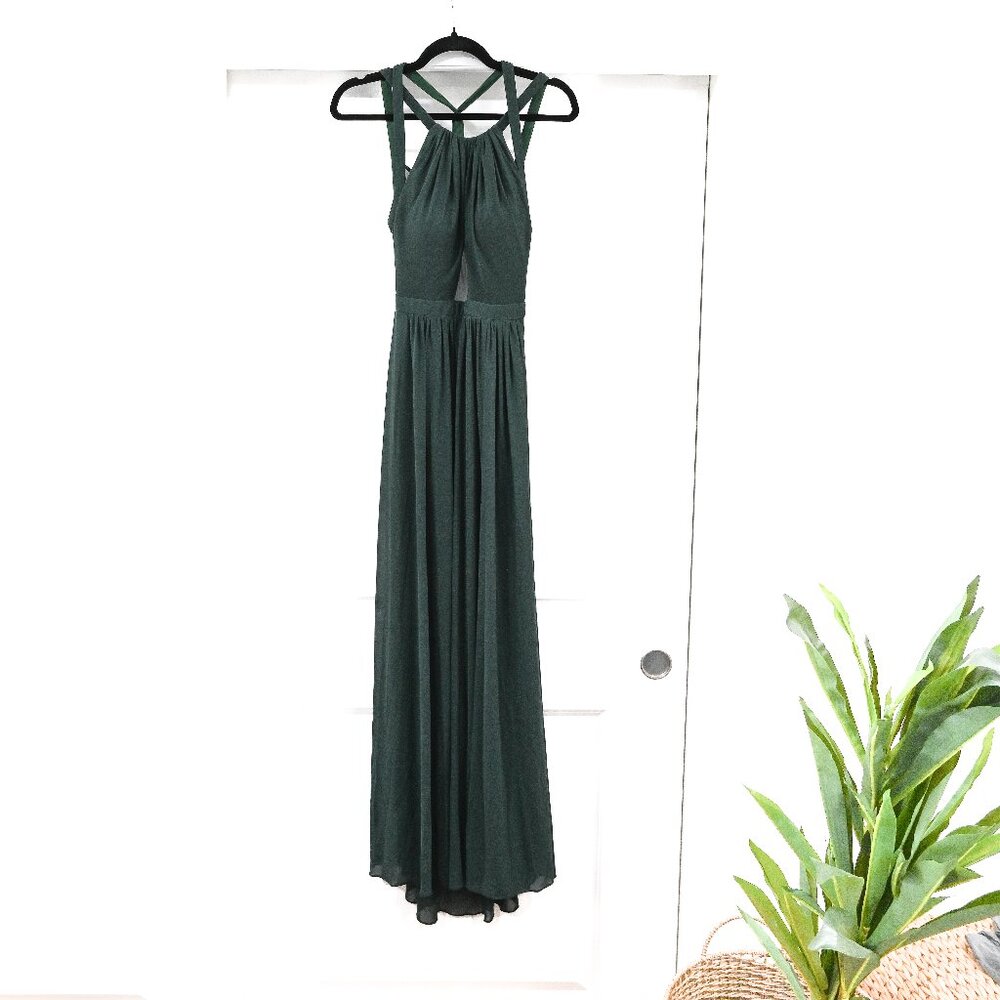 La Femme Size 8 Strappy Open Back Halter Dress Green Dress